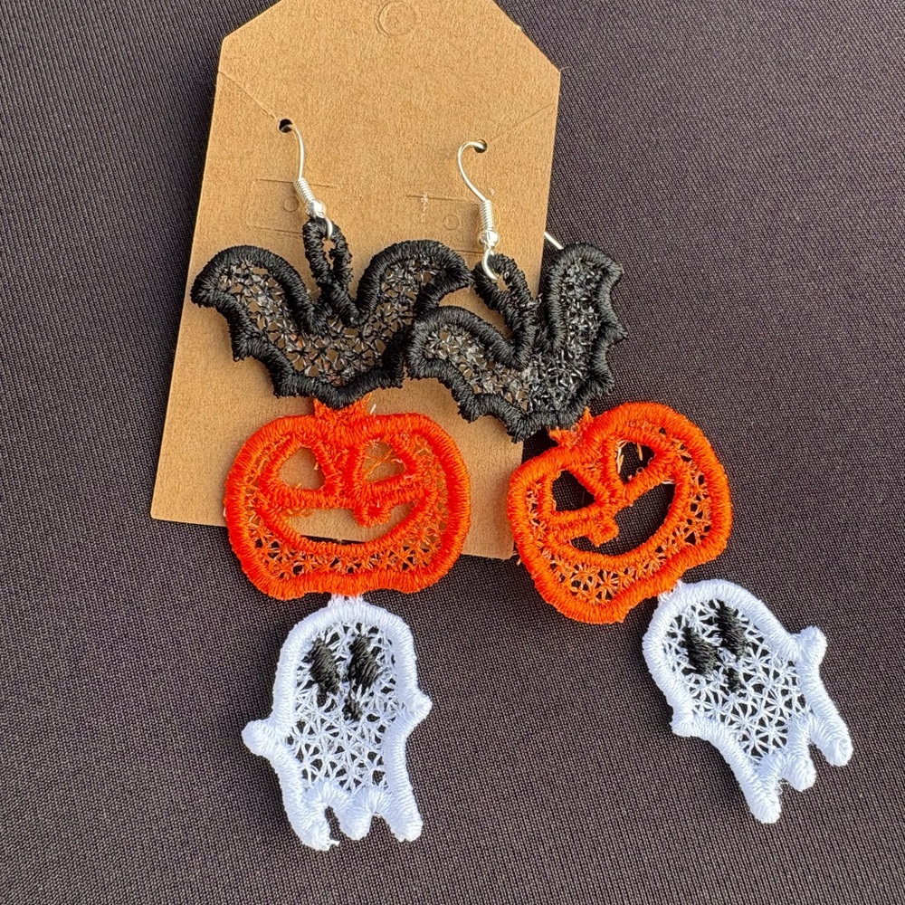 Halloween Bat, Pumpkin, and Ghost Earrings